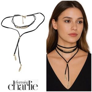 CHARMING CHARLIE 3 Strand Dangle Choker Necklace